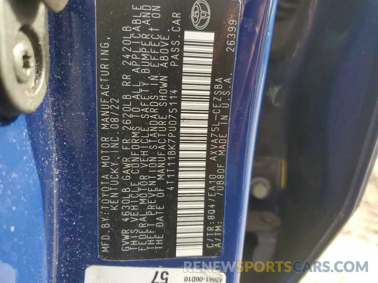 12 fotografías del automóvil dañado 4T1T11BK7PU075114 TOYOTA CAMRY 2023