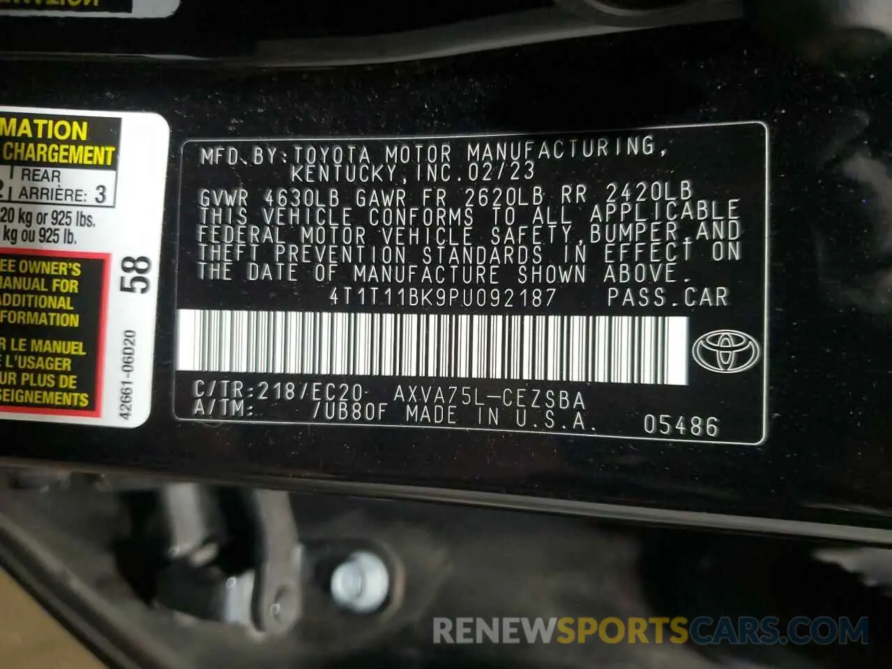 12 fotografías del automóvil dañado 4T1T11BK9PU092187 TOYOTA CAMRY 2023