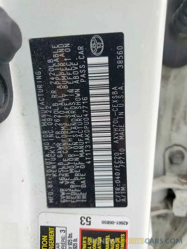 12 fotografías del automóvil dañado 4T1T31AK0PU047716 TOYOTA CAMRY 2023