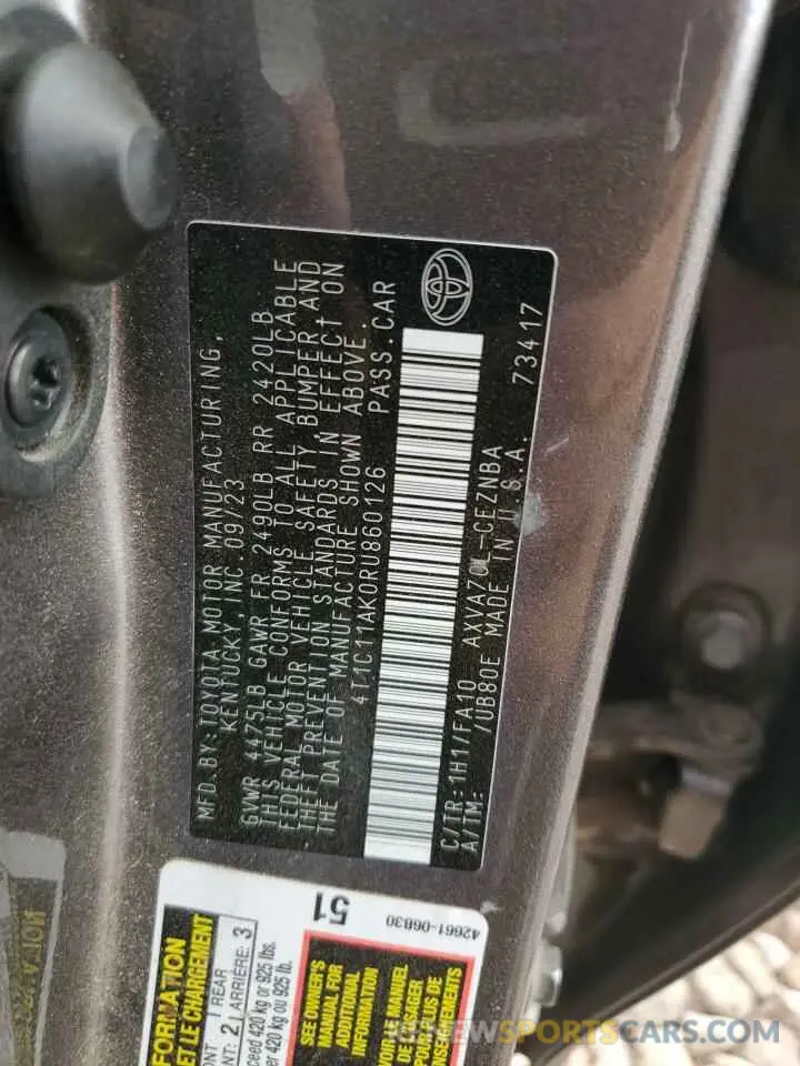 14 fotografías del automóvil dañado 4T1C11AK0RU860126 TOYOTA CAMRY 2024