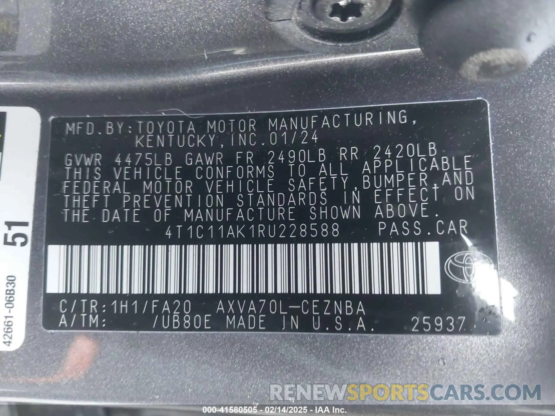 9 fotografías del automóvil dañado 4T1C11AK1RU228588 TOYOTA CAMRY 2024