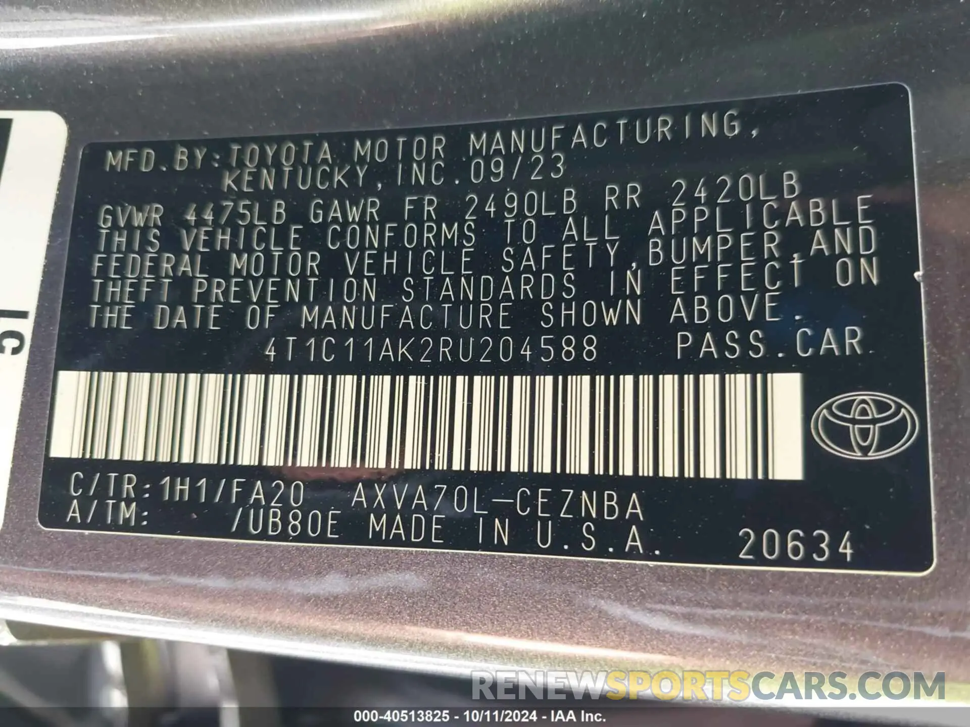 9 fotografías del automóvil dañado 4T1C11AK2RU204588 TOYOTA CAMRY 2024