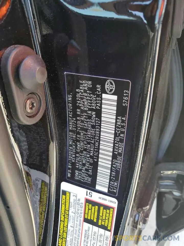 12 fotografías del automóvil dañado 4T1C11AK2RU893127 TOYOTA CAMRY 2024
