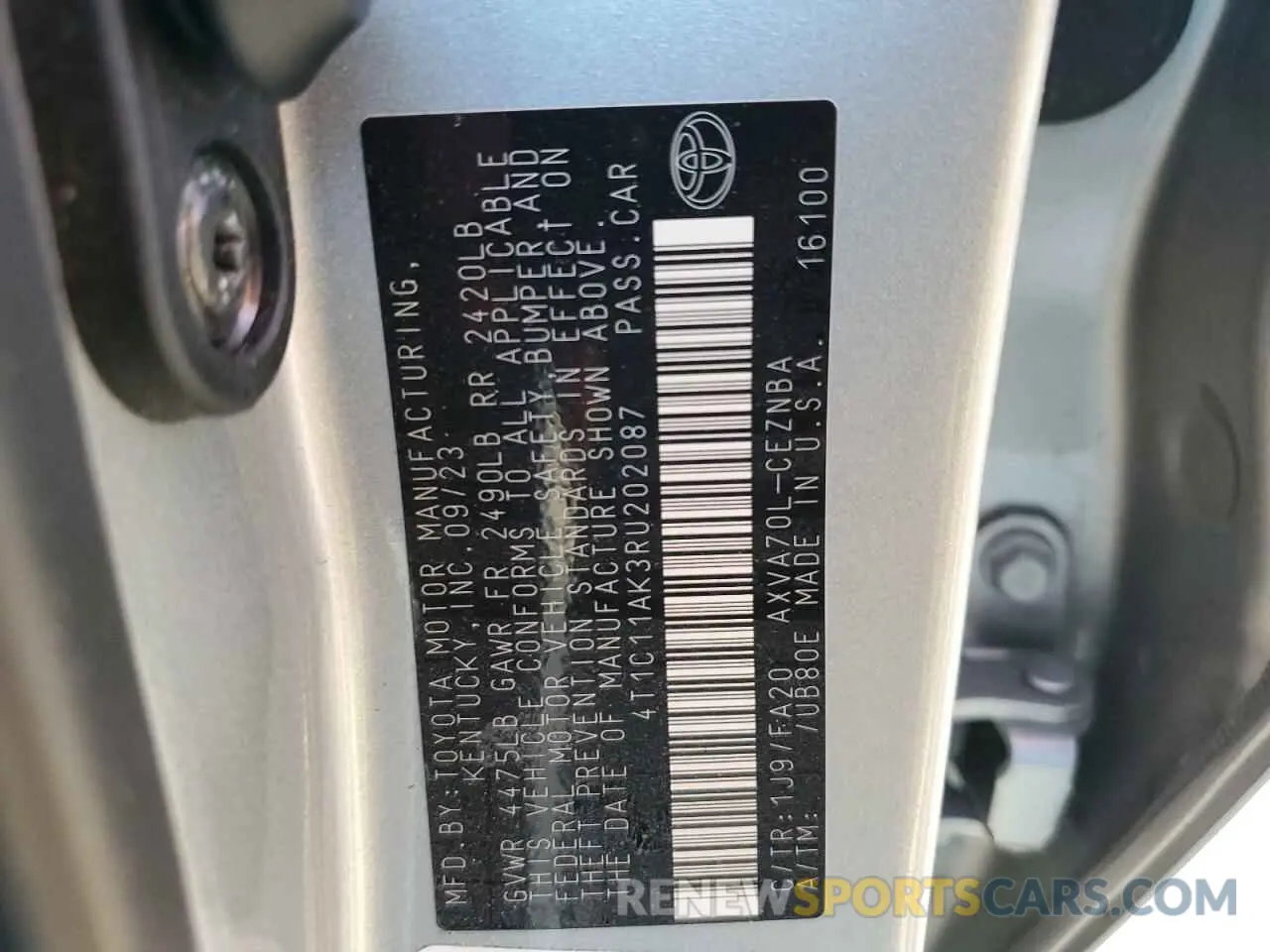 13 fotografías del automóvil dañado 4T1C11AK3RU202087 TOYOTA CAMRY 2024