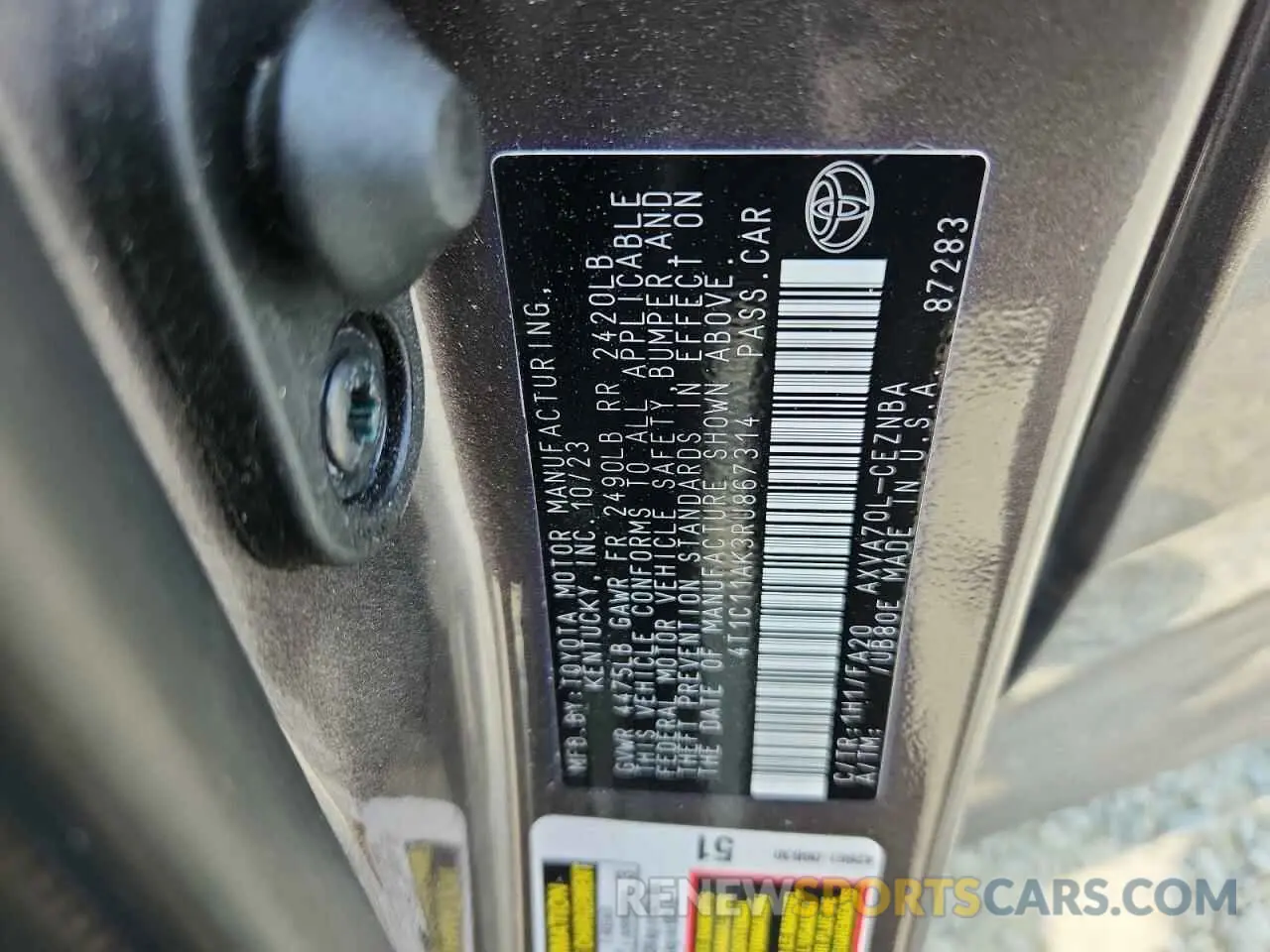 13 fotografías del automóvil dañado 4T1C11AK3RU867314 TOYOTA CAMRY 2024