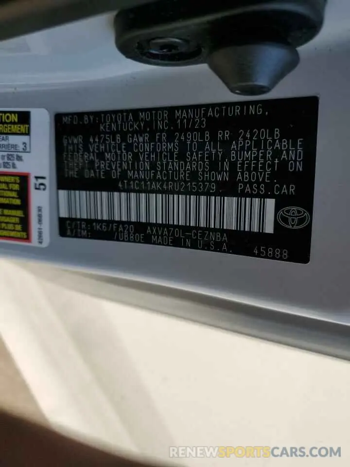 12 fotografías del automóvil dañado 4T1C11AK4RU215379 TOYOTA CAMRY 2024