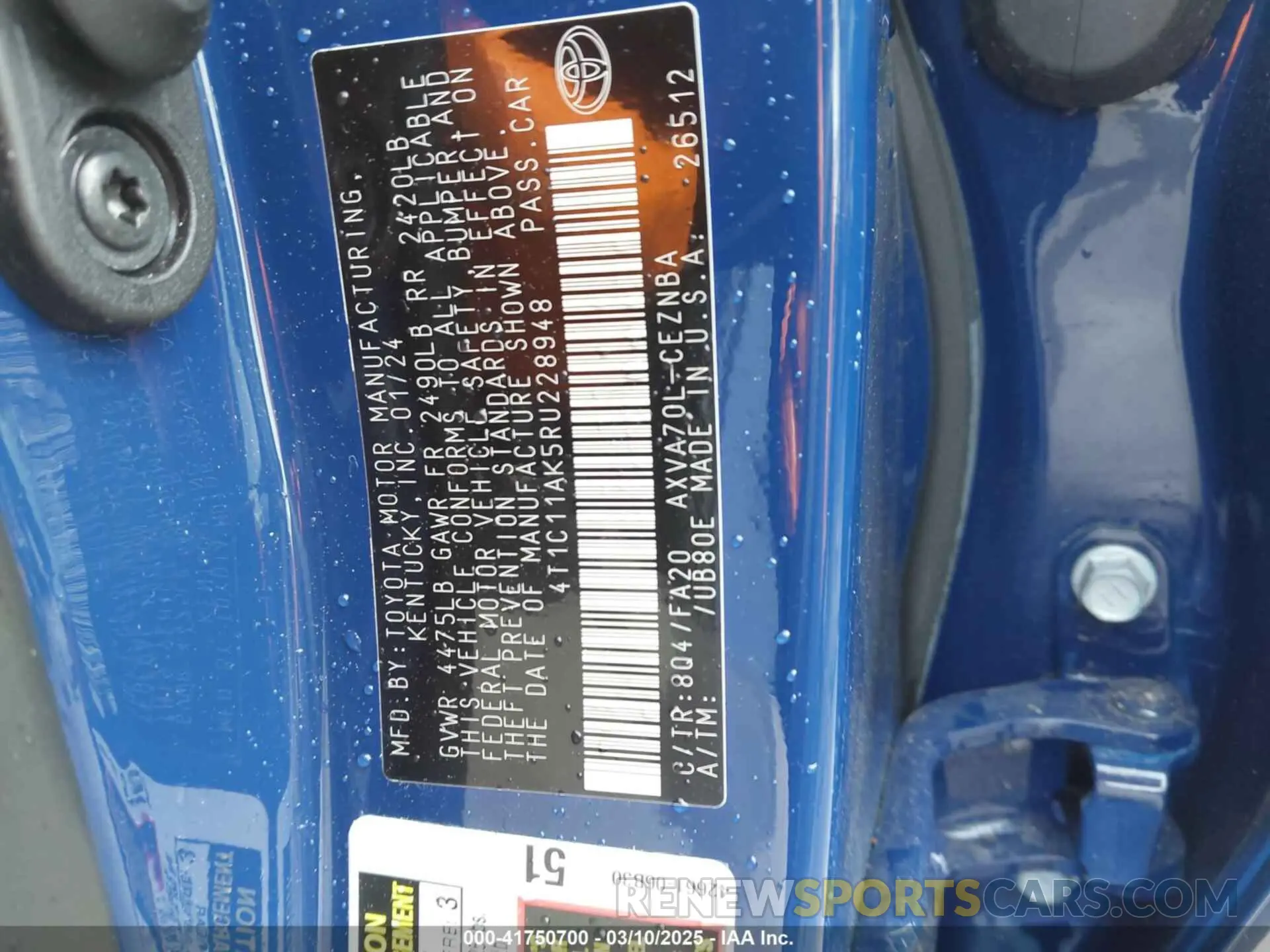 9 fotografías del automóvil dañado 4T1C11AK5RU228948 TOYOTA CAMRY 2024