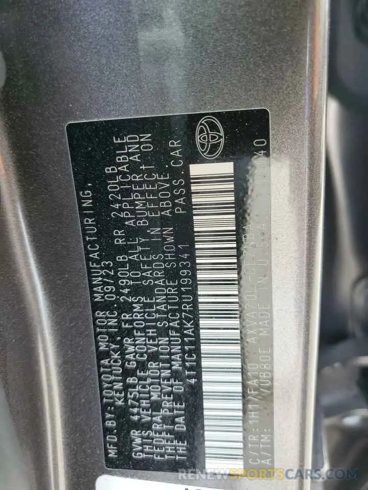13 fotografías del automóvil dañado 4T1C11AK7RU199341 TOYOTA CAMRY 2024