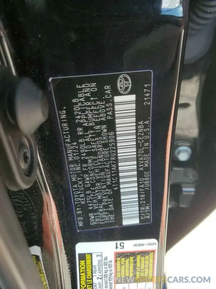 12 fotografías del automóvil dañado 4T1C11AK7RU225906 TOYOTA CAMRY 2024