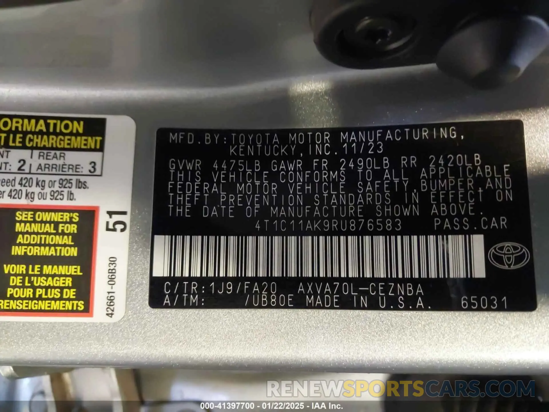 9 fotografías del automóvil dañado 4T1C11AK9RU876583 TOYOTA CAMRY 2024
