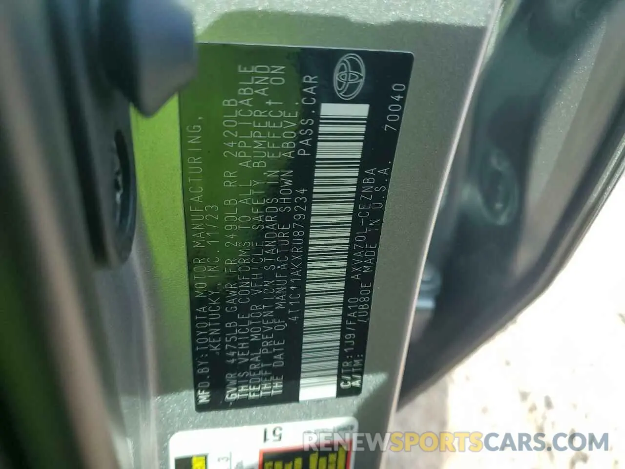 12 fotografías del automóvil dañado 4T1C11AKXRU879234 TOYOTA CAMRY 2024
