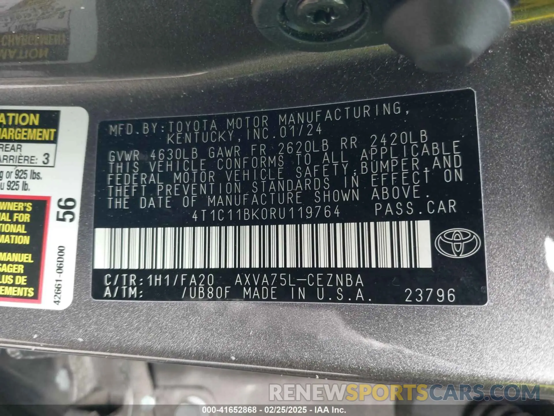 9 fotografías del automóvil dañado 4T1C11BK0RU119764 TOYOTA CAMRY 2024