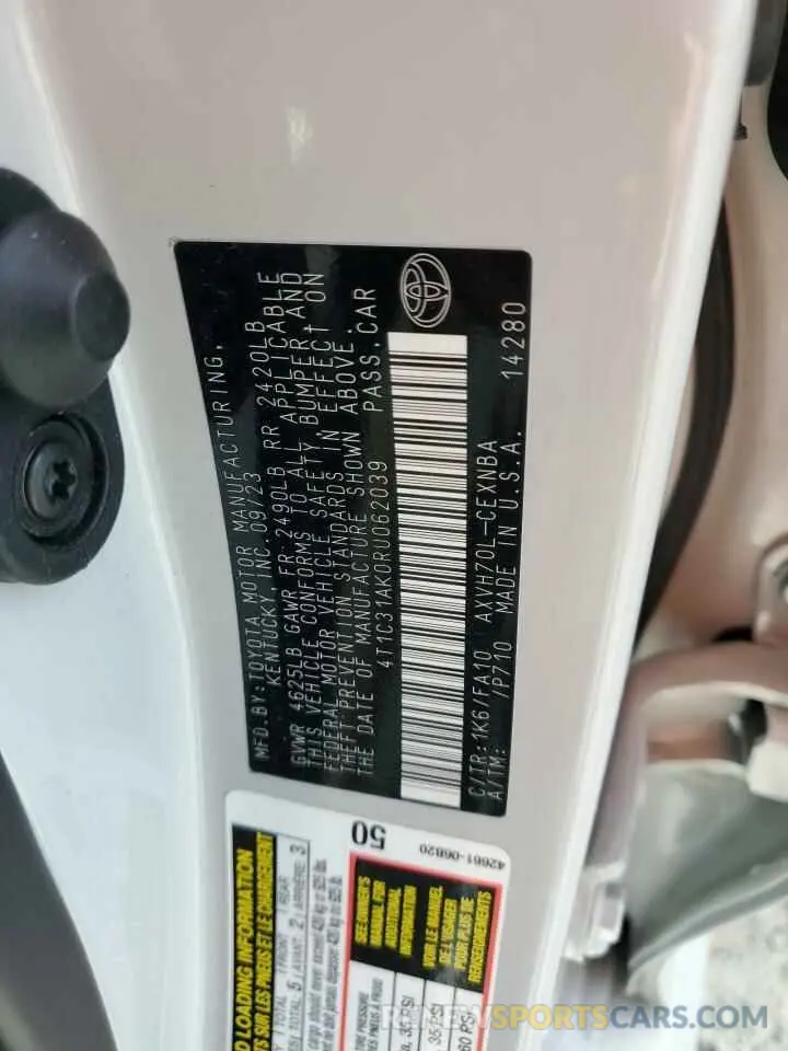 12 fotografías del automóvil dañado 4T1C31AK0RU062039 TOYOTA CAMRY 2024