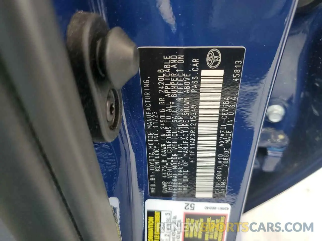 12 fotografías del automóvil dañado 4T1F11AKXRU215349 TOYOTA CAMRY 2024