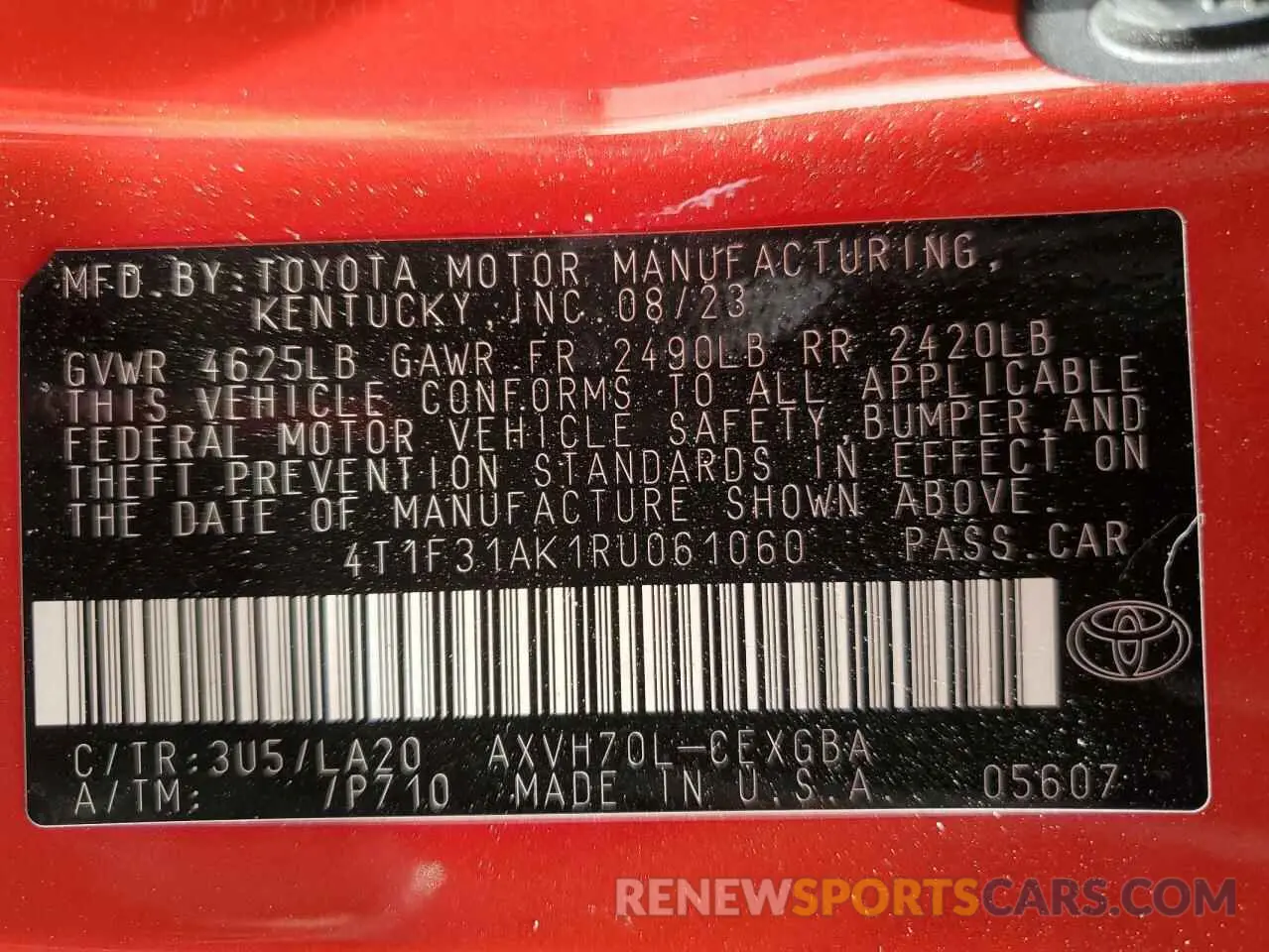 14 fotografías del automóvil dañado 4T1F31AK1RU061060 TOYOTA CAMRY 2024
