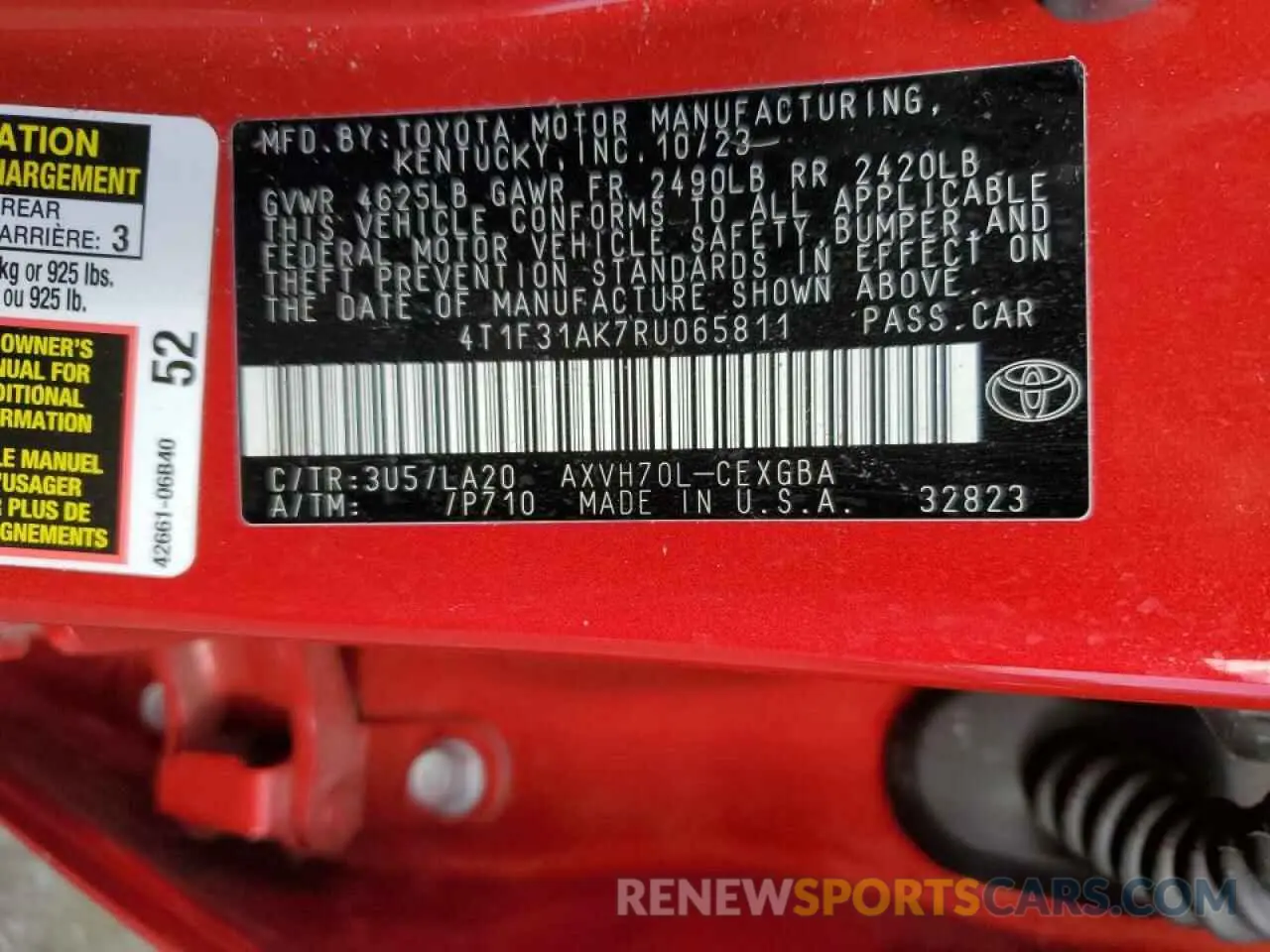 12 fotografías del automóvil dañado 4T1F31AK7RU065811 TOYOTA CAMRY 2024