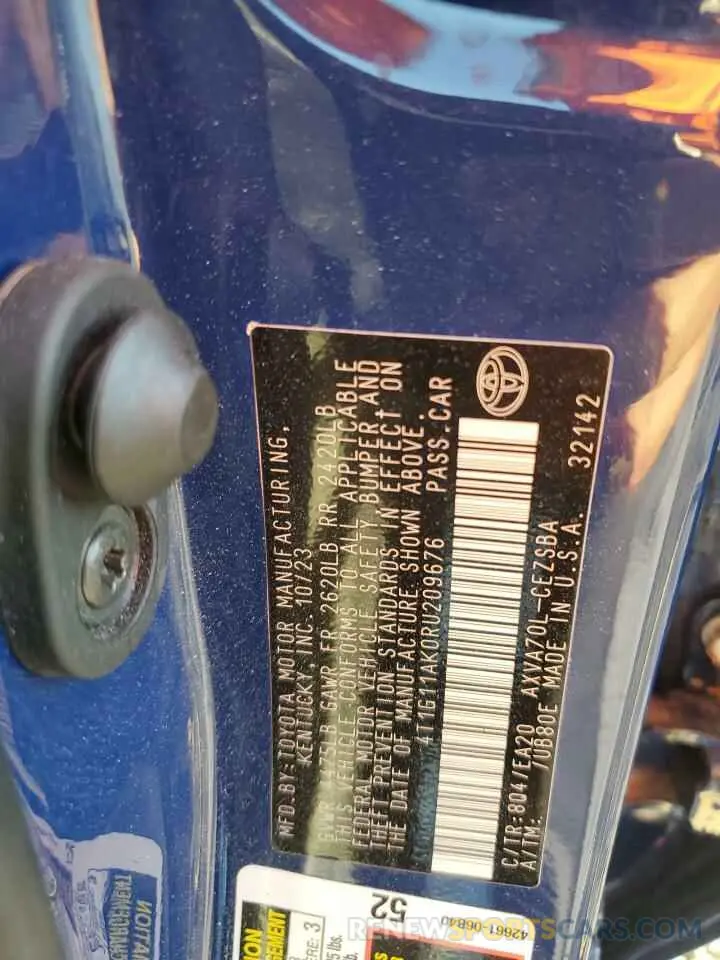 12 fotografías del automóvil dañado 4T1G11AK0RU209676 TOYOTA CAMRY 2024