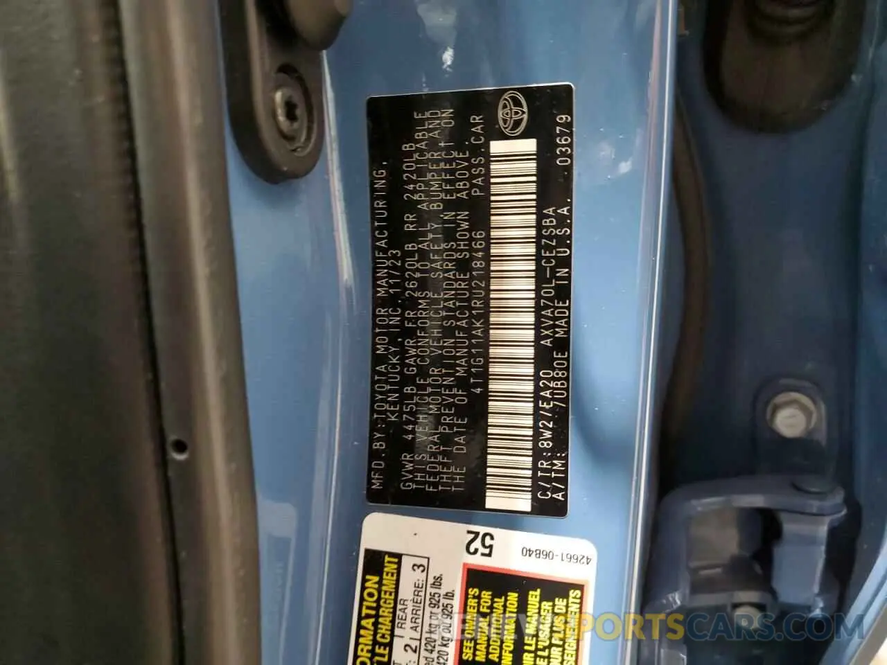 13 fotografías del automóvil dañado 4T1G11AK1RU218466 TOYOTA CAMRY 2024