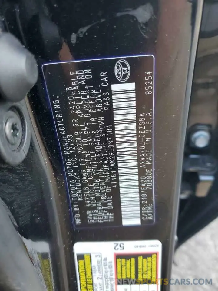 13 fotografías del automóvil dañado 4T1G11AK2RU887104 TOYOTA CAMRY 2024