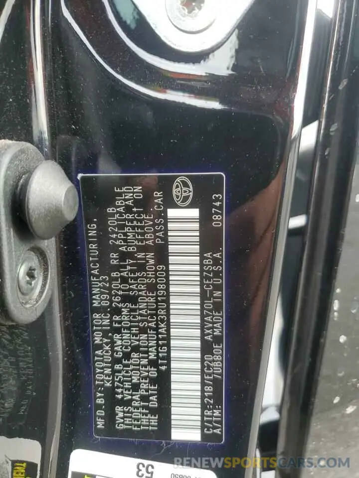 12 fotografías del automóvil dañado 4T1G11AK3RU198009 TOYOTA CAMRY 2024