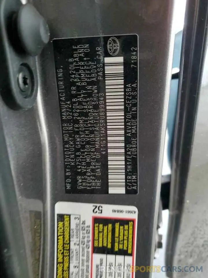 12 fotografías del automóvil dañado 4T1G11AK5RU899943 TOYOTA CAMRY 2024
