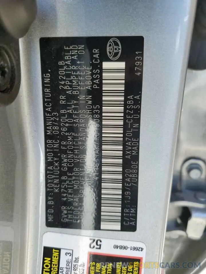 12 fotografías del automóvil dañado 4T1G11AK7RU190835 TOYOTA CAMRY 2024