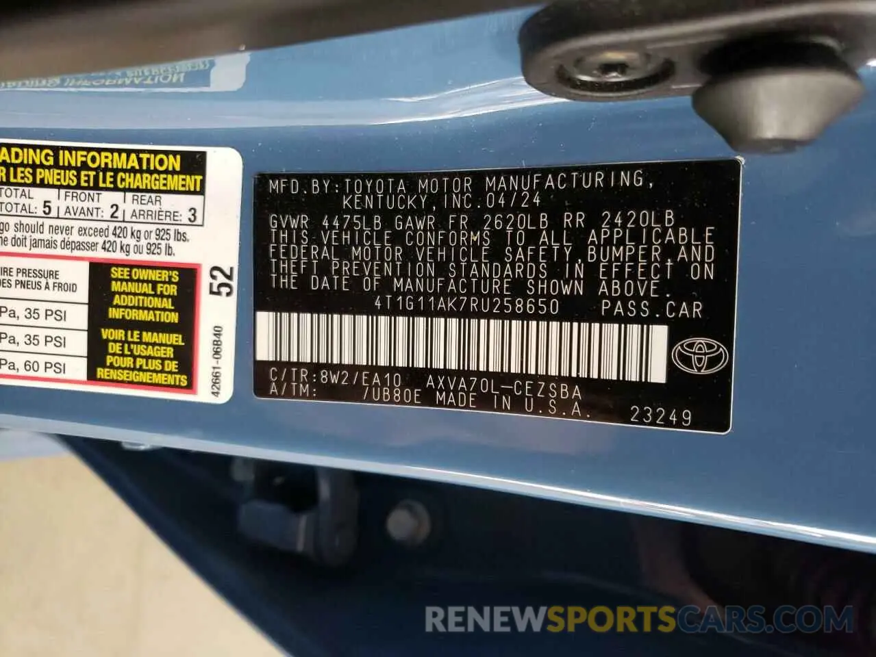 12 fotografías del automóvil dañado 4T1G11AK7RU258650 TOYOTA CAMRY 2024