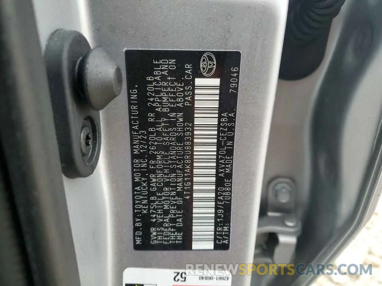13 fotografías del automóvil dañado 4T1G11AK8RU883932 TOYOTA CAMRY 2024