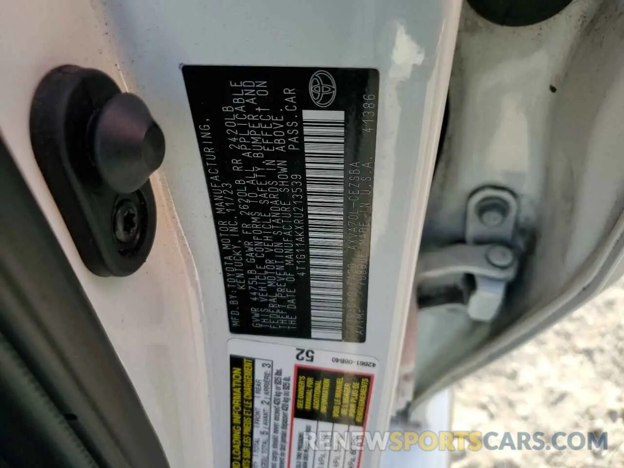 12 fotografías del automóvil dañado 4T1G11AKXRU213539 TOYOTA CAMRY 2024