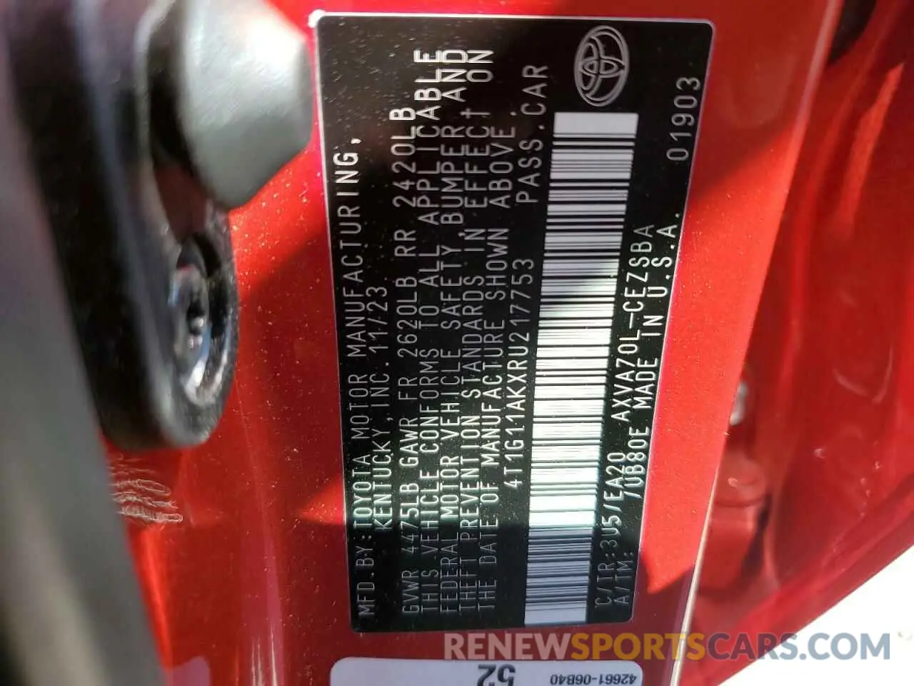 13 fotografías del automóvil dañado 4T1G11AKXRU217753 TOYOTA CAMRY 2024