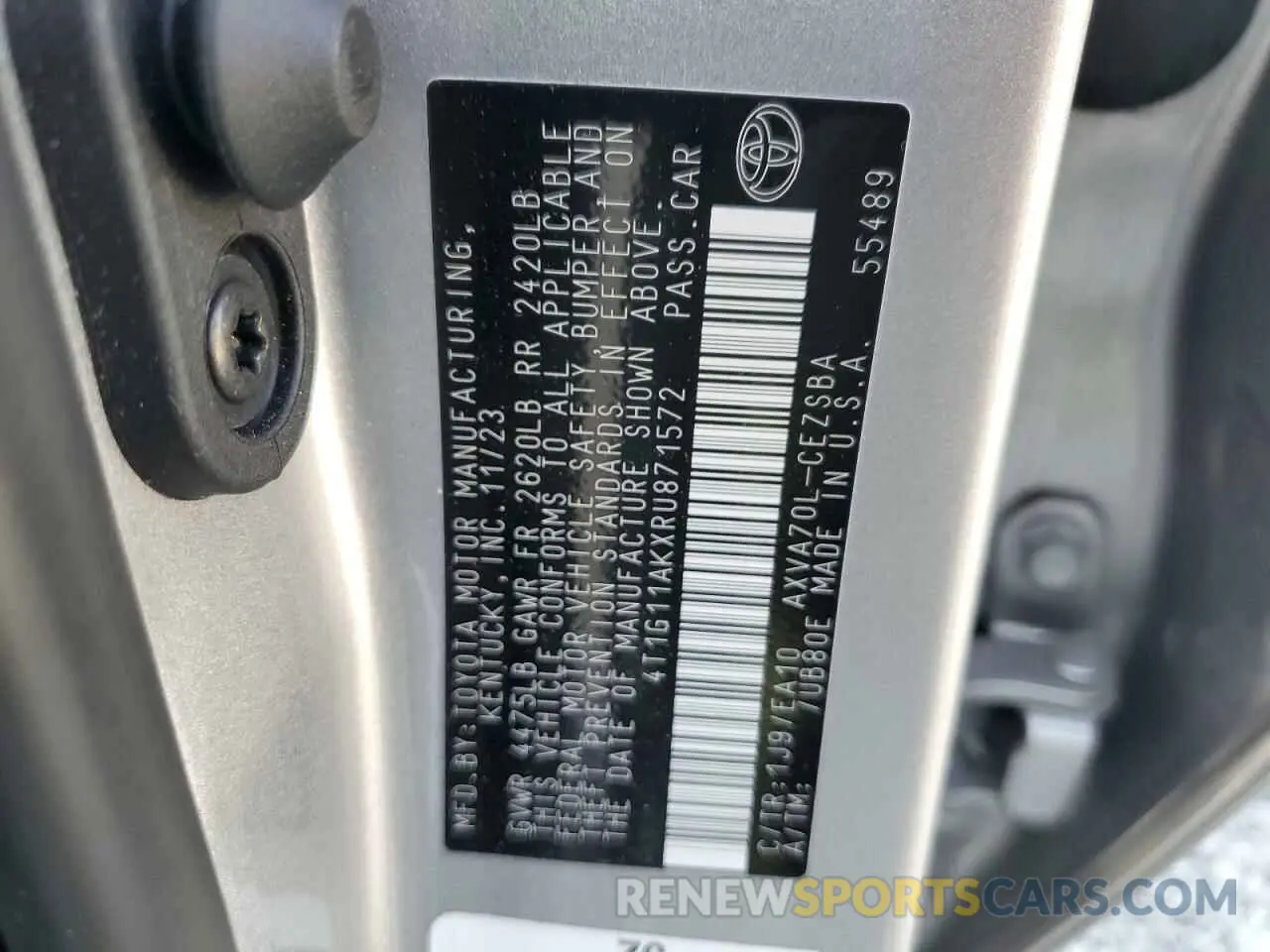 12 fotografías del automóvil dañado 4T1G11AKXRU871572 TOYOTA CAMRY 2024