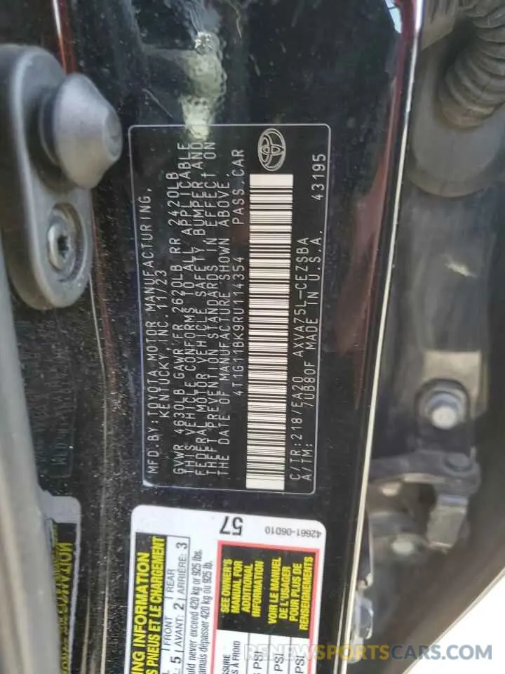 13 fotografías del automóvil dañado 4T1G11BK9RU114354 TOYOTA CAMRY 2024