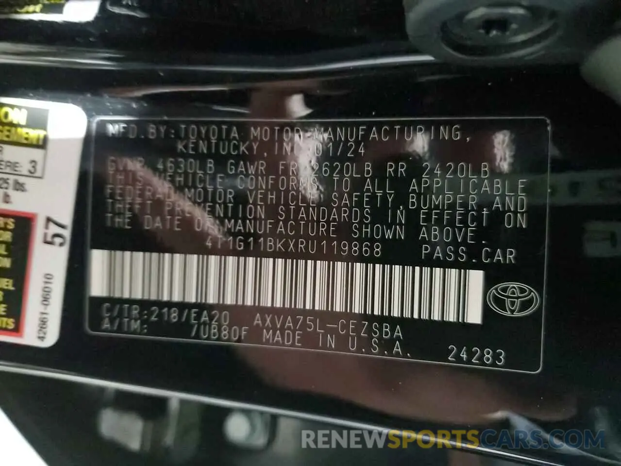 12 fotografías del automóvil dañado 4T1G11BKXRU119868 TOYOTA CAMRY 2024