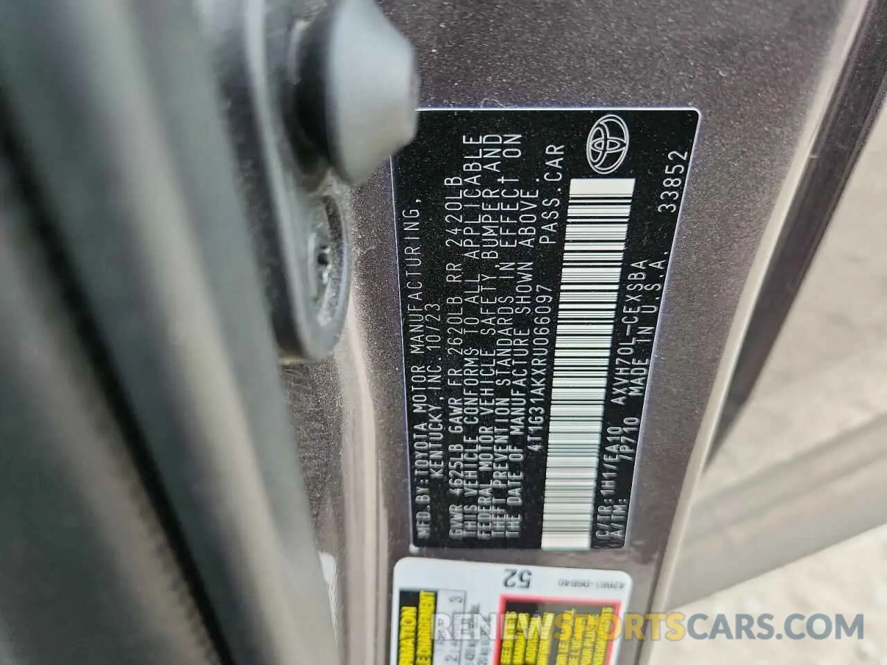 12 fotografías del automóvil dañado 4T1G31AKXRU066097 TOYOTA CAMRY 2024