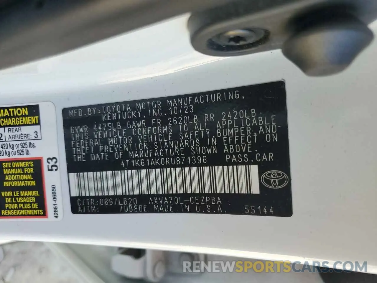 14 fotografías del automóvil dañado 4T1K61AK0RU871396 TOYOTA CAMRY 2024