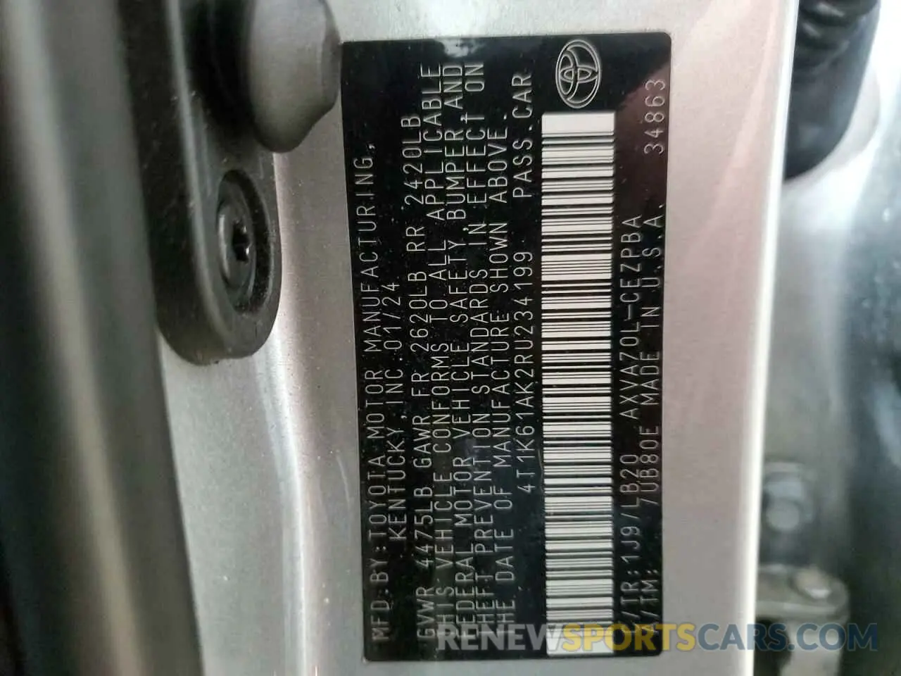 12 fotografías del automóvil dañado 4T1K61AK2RU234199 TOYOTA CAMRY 2024