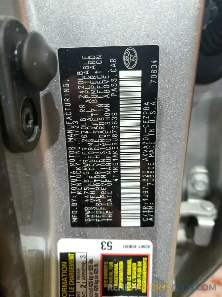 12 fotografías del automóvil dañado 4T1K61AK5RU879638 TOYOTA CAMRY 2024