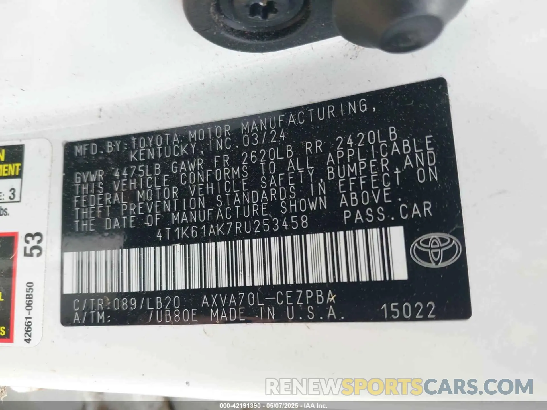 9 fotografías del automóvil dañado 4T1K61AK7RU253458 TOYOTA CAMRY 2024