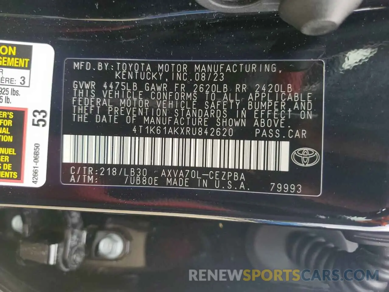 12 fotografías del automóvil dañado 4T1K61AKXRU842620 TOYOTA CAMRY 2024