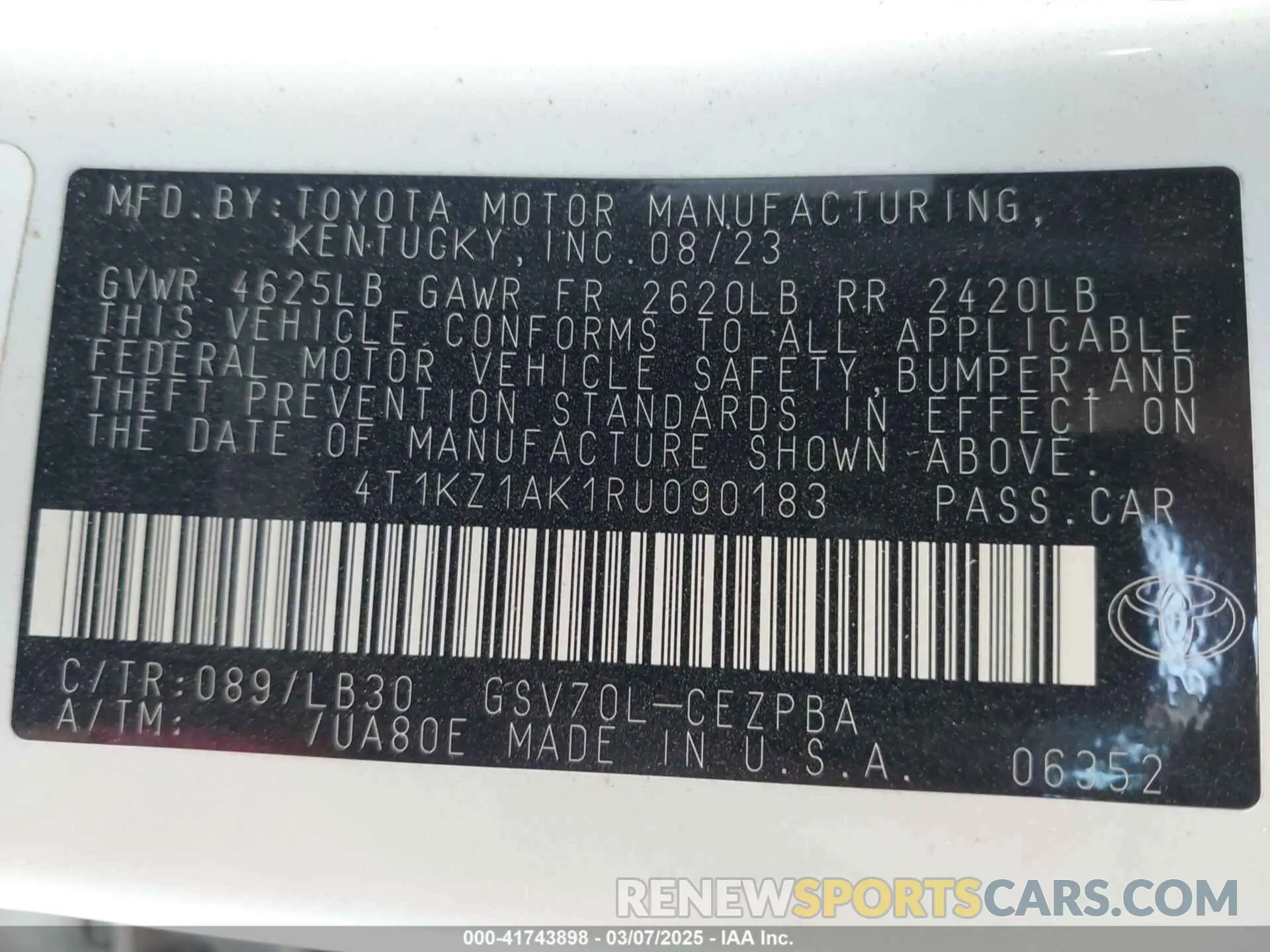 9 fotografías del automóvil dañado 4T1KZ1AK1RU090183 TOYOTA CAMRY 2024