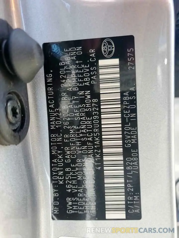 12 fotografías del automóvil dañado 4T1KZ1AK5RU093278 TOYOTA CAMRY 2024