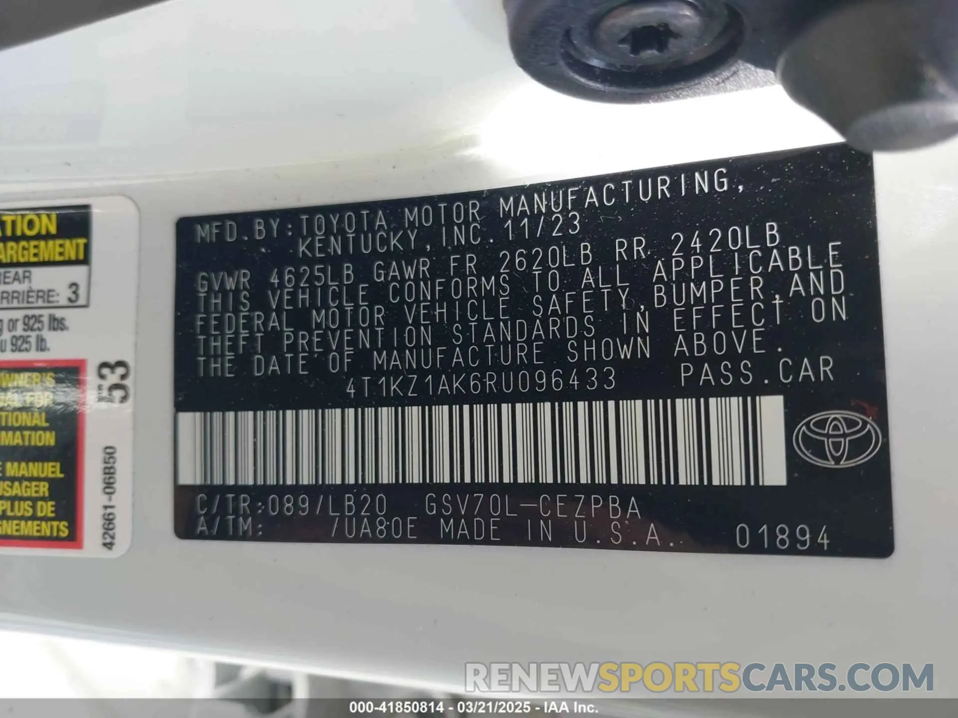 9 fotografías del automóvil dañado 4T1KZ1AK6RU096433 TOYOTA CAMRY 2024