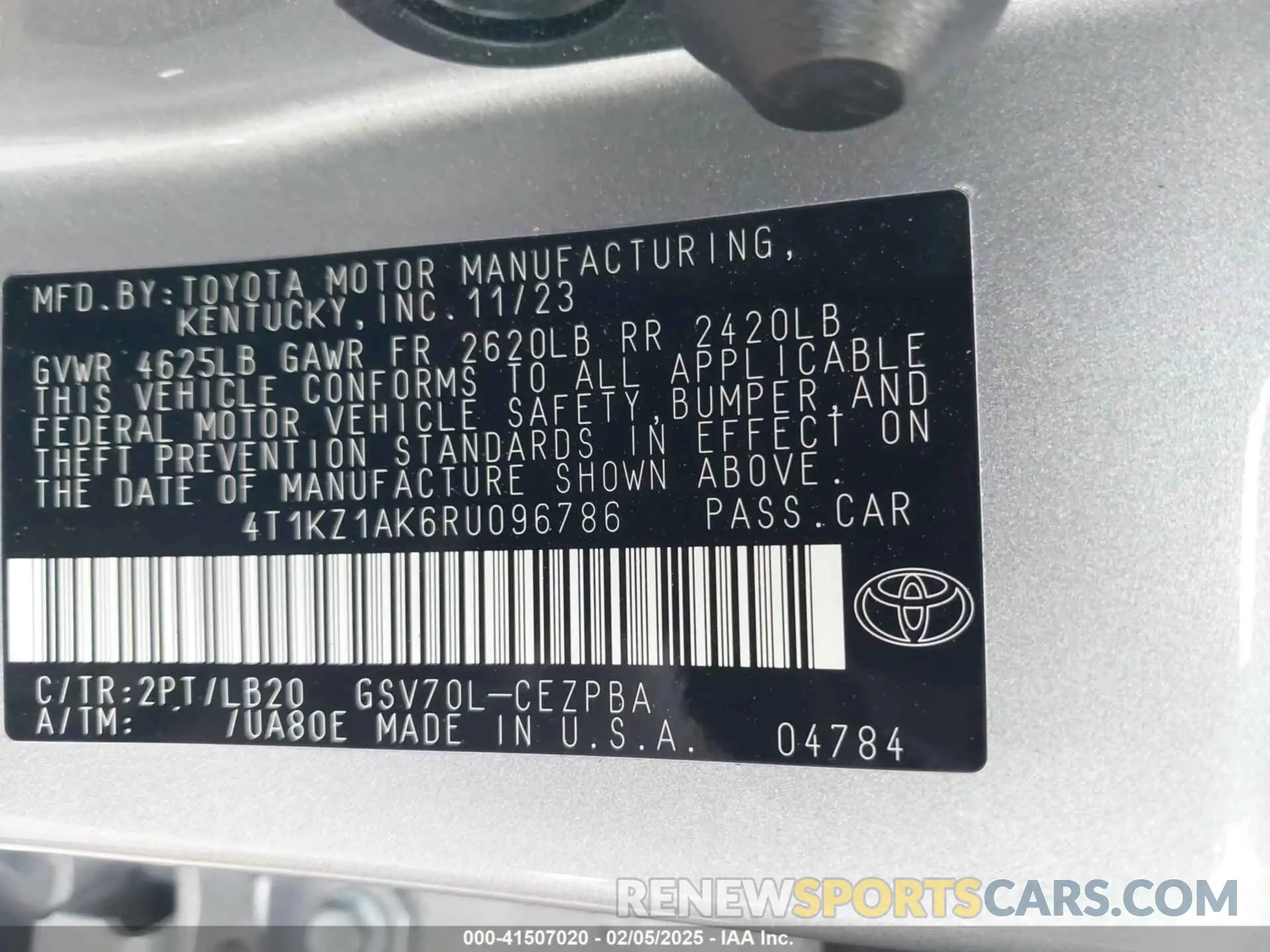 9 fotografías del automóvil dañado 4T1KZ1AK6RU096786 TOYOTA CAMRY 2024