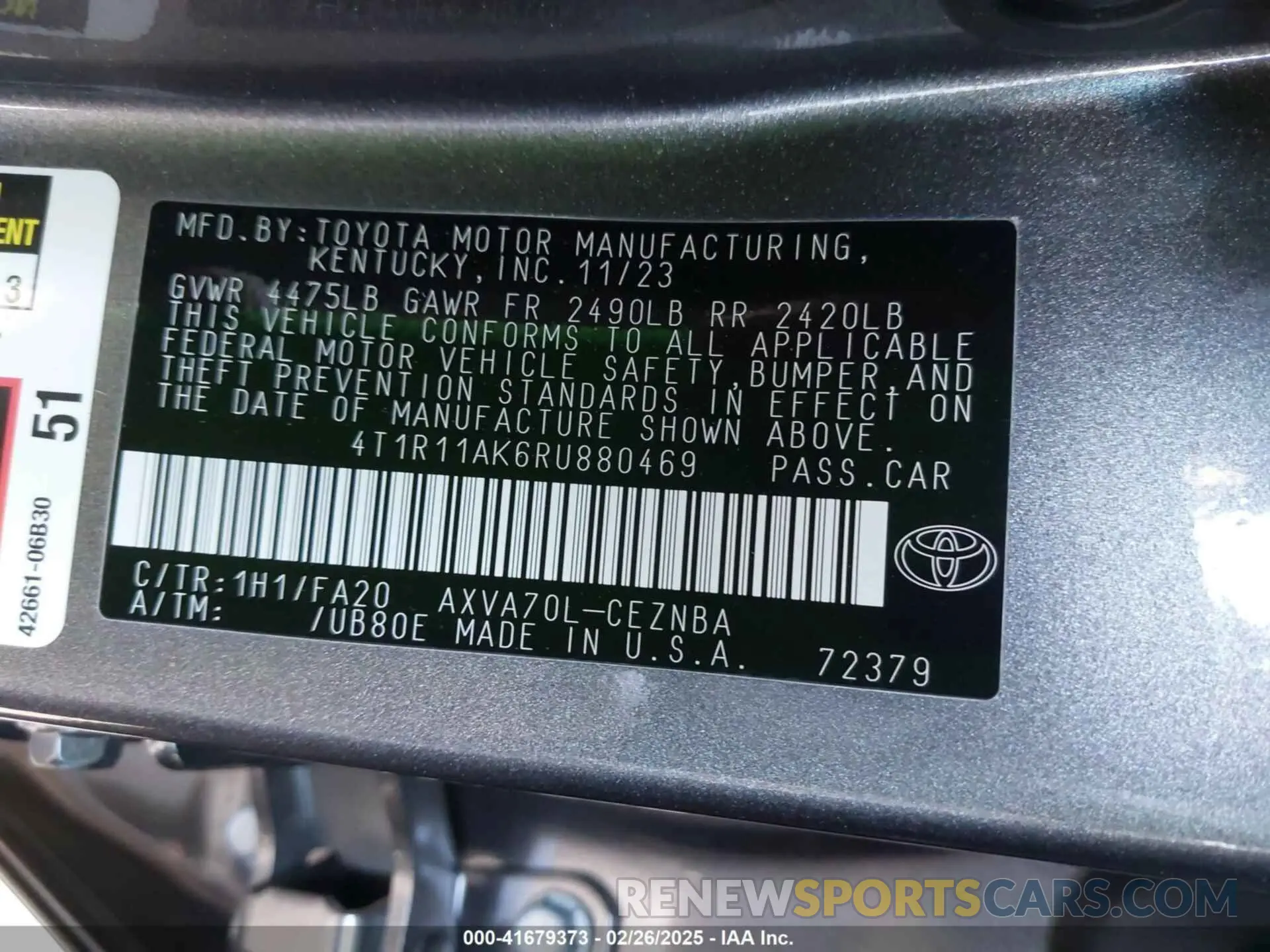 9 fotografías del automóvil dañado 4T1R11AK6RU880469 TOYOTA CAMRY 2024