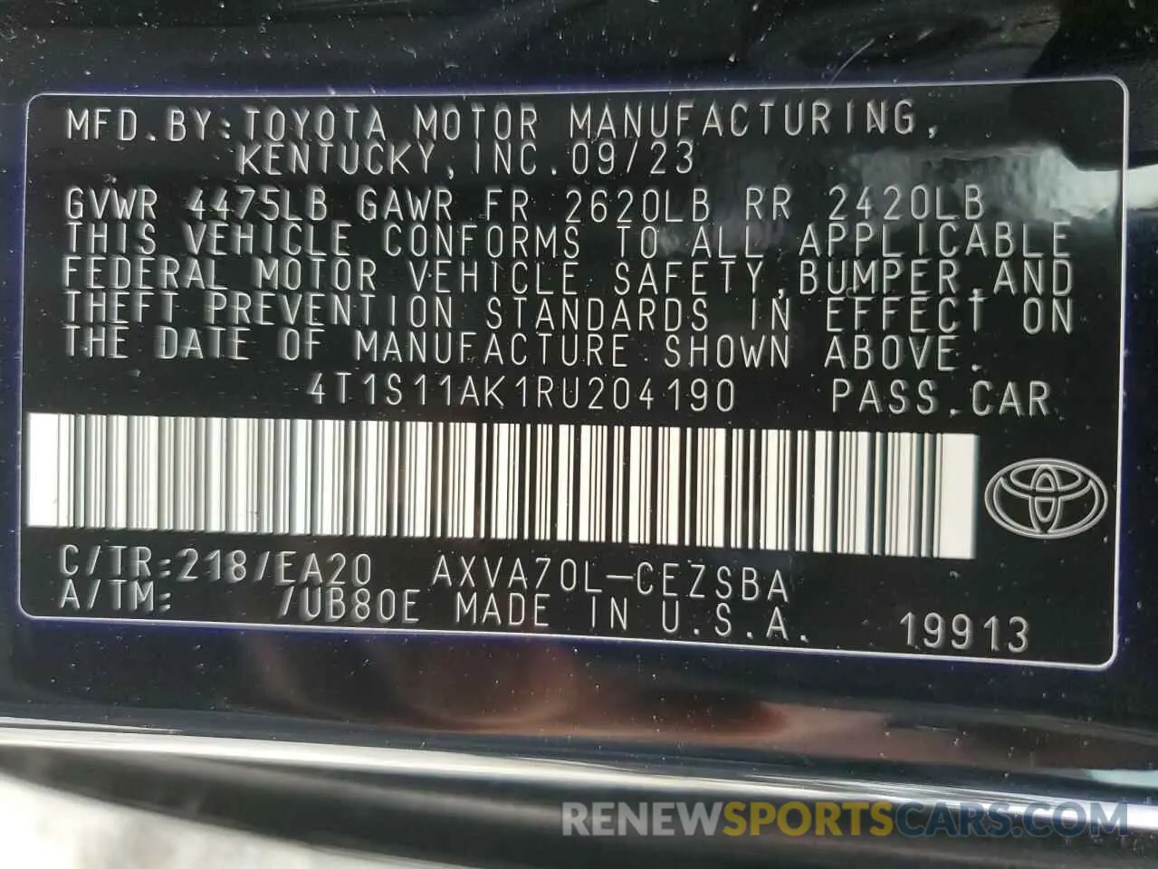 12 fotografías del automóvil dañado 4T1S11AK1RU204190 TOYOTA CAMRY 2024