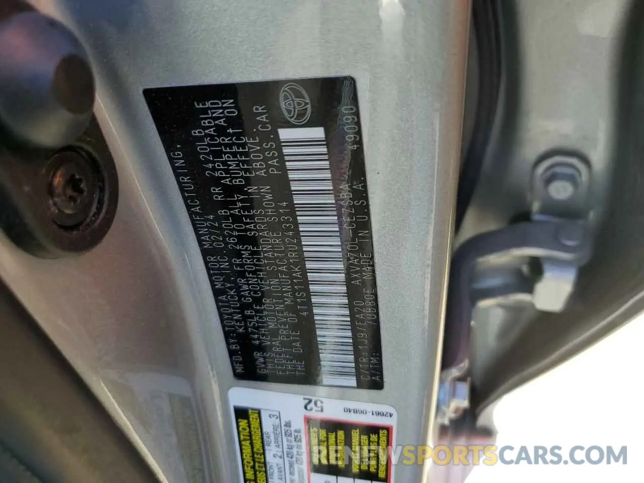 12 fotografías del automóvil dañado 4T1S11AK1RU243314 TOYOTA CAMRY 2024