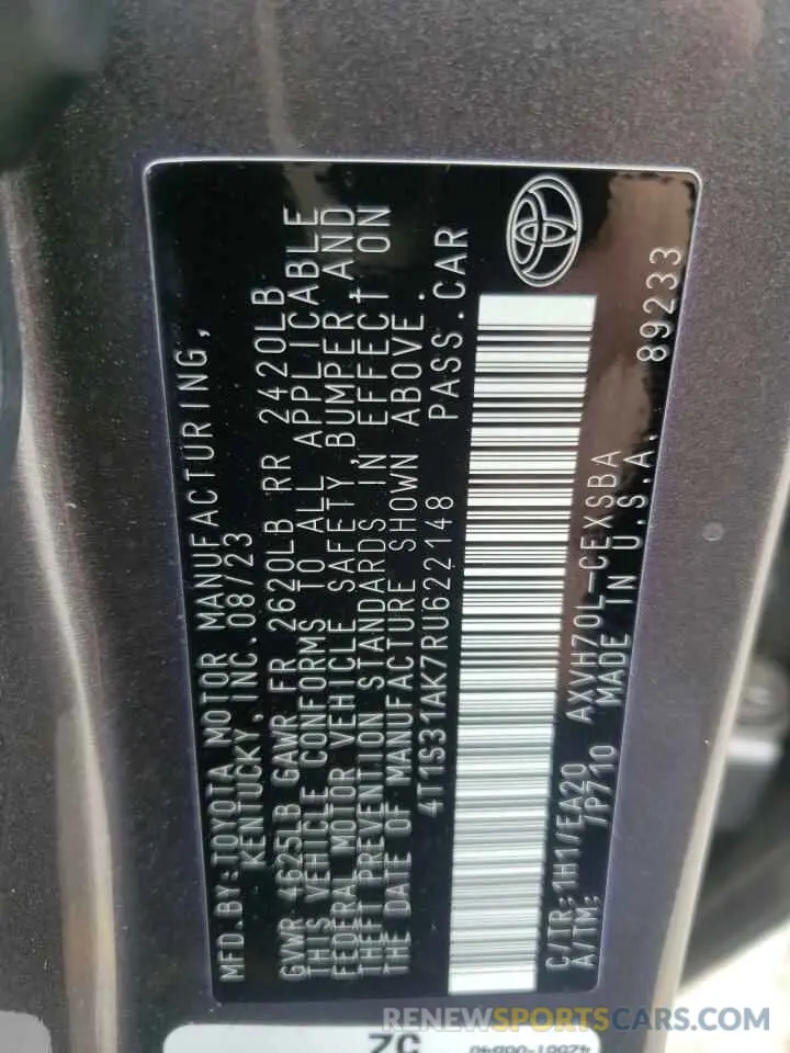 12 fotografías del automóvil dañado 4T1S31AK7RU622148 TOYOTA CAMRY 2024
