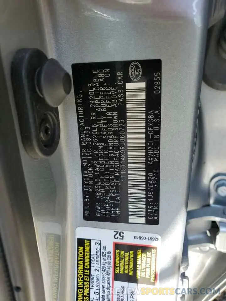 13 fotografías del automóvil dañado 4T1S31AK9RU060723 TOYOTA CAMRY 2024