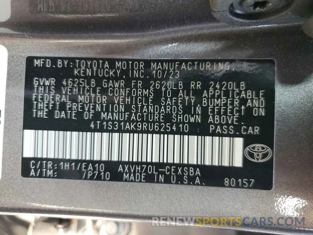 15 fotografías del automóvil dañado 4T1S31AK9RU625410 TOYOTA CAMRY 2024
