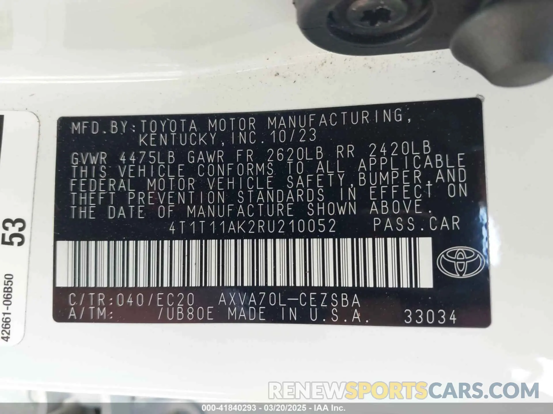 9 fotografías del automóvil dañado 4T1T11AK2RU210052 TOYOTA CAMRY 2024